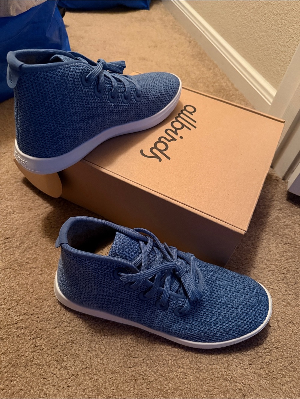 allbirds Kids Blue Knit High-Top Sneakers